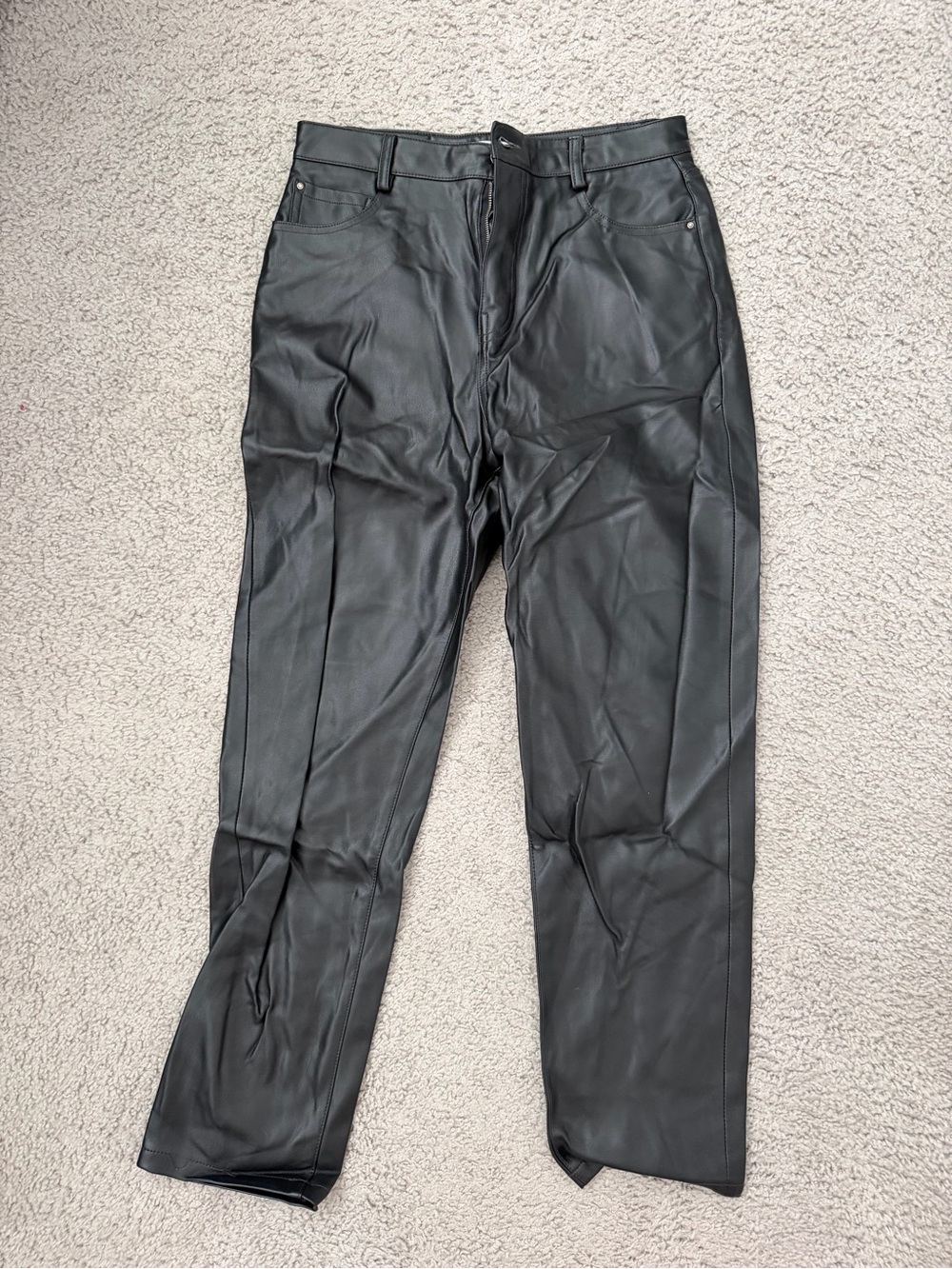 Zara Black Faux Leather Jacket Hem Detail